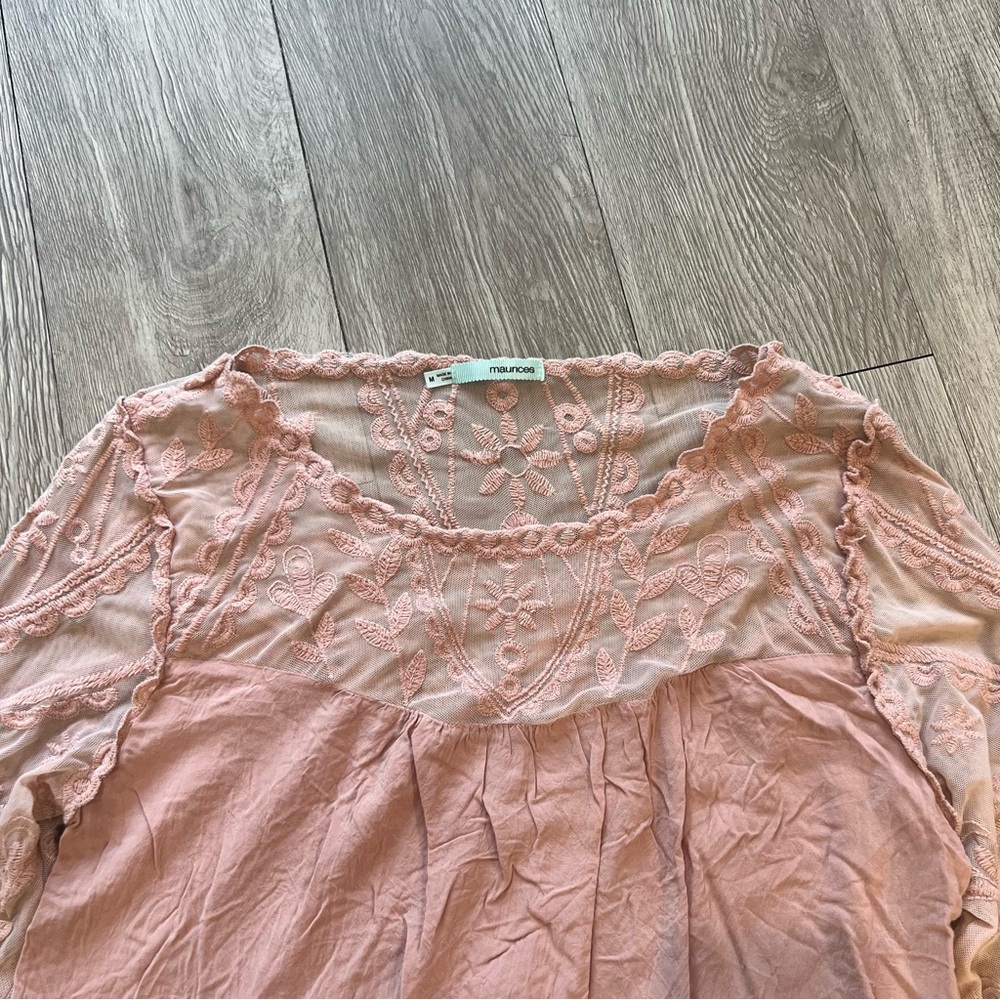 Maurices Blush Lace Embroidered Blouse Fairycore/ Cottagecore Romantic top